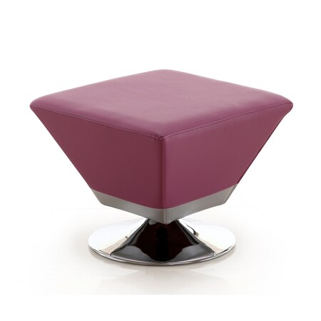 Manhattan Comfort Diamond Swivel Ottoman in Purple and Polished Chrome OT002-PL